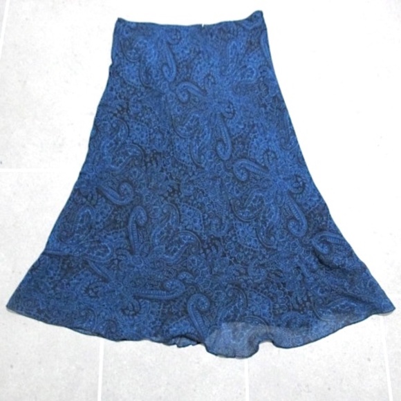 Sundance Sheer Teal Paisley Midi Skirt, Size 14 - Picture 2 of 7